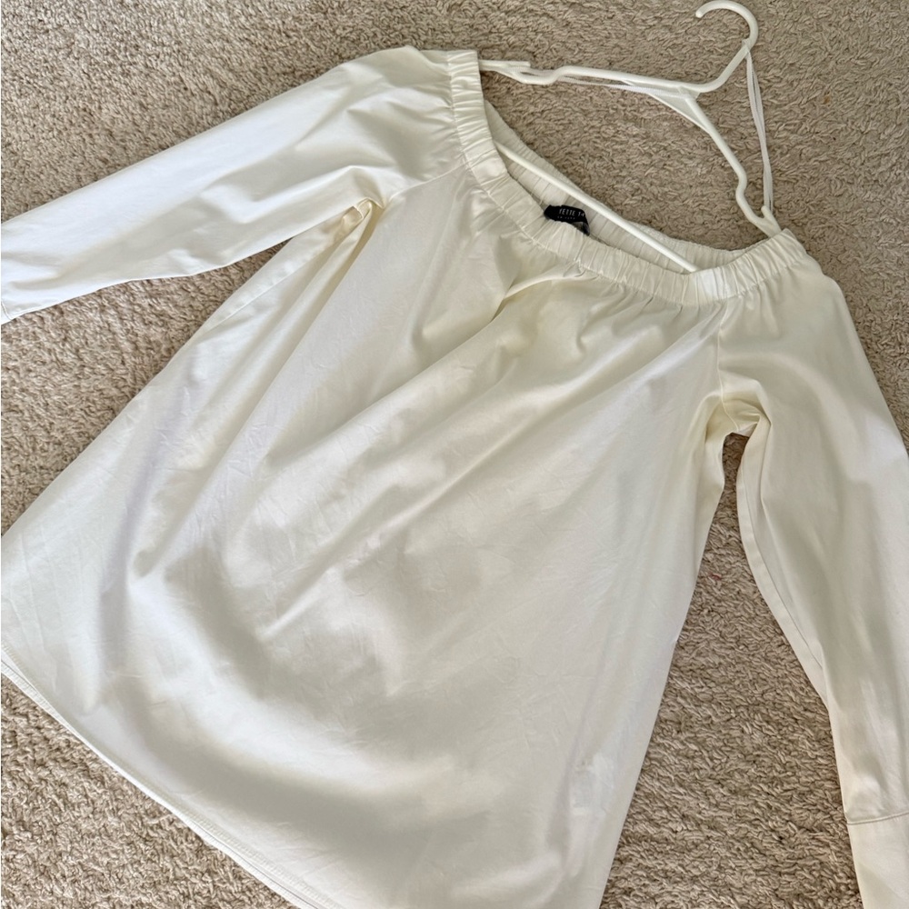 Lafayette 148 New York Cream Off-Shoulder Blouse